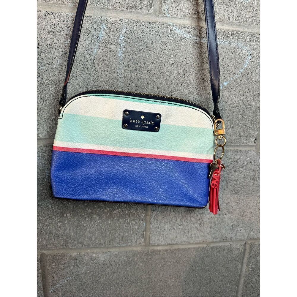 Kate Spade New York Stripe Mini Wellesley Crossbody Bag Blue